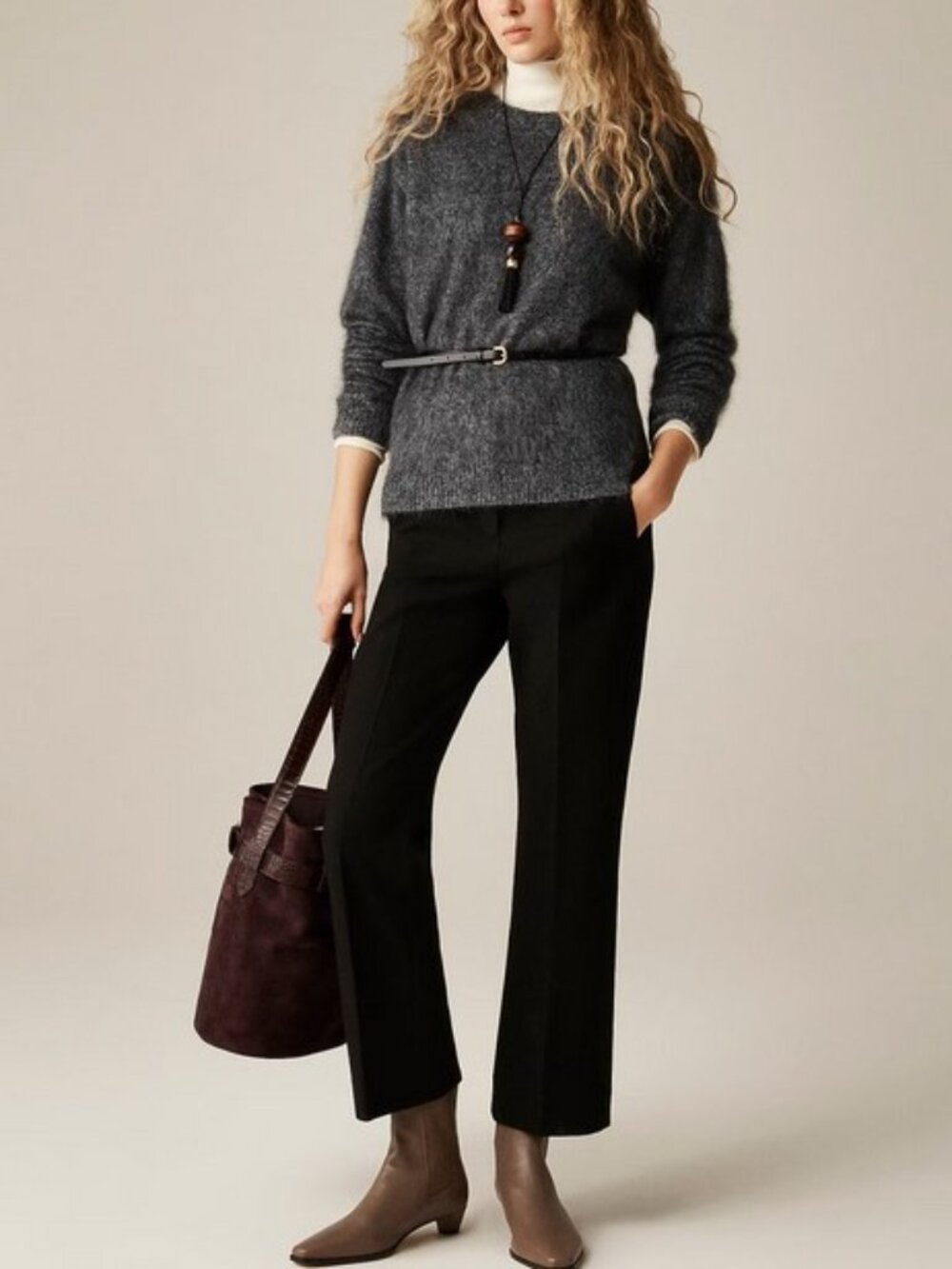 J. Crew Brushed cashmere marled relaxed crewneck sweater M - Picture 3 of 12